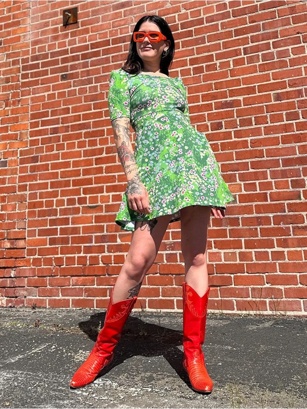 Nooworks Natalie Meadow Floral Artist Print Fit & Flare Dress 2X Lex Gjurasic